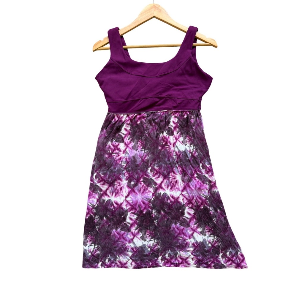 Athleta Dress Womens M 903706 Purple Tie Dye Sleeveless Built-in Bra EUC